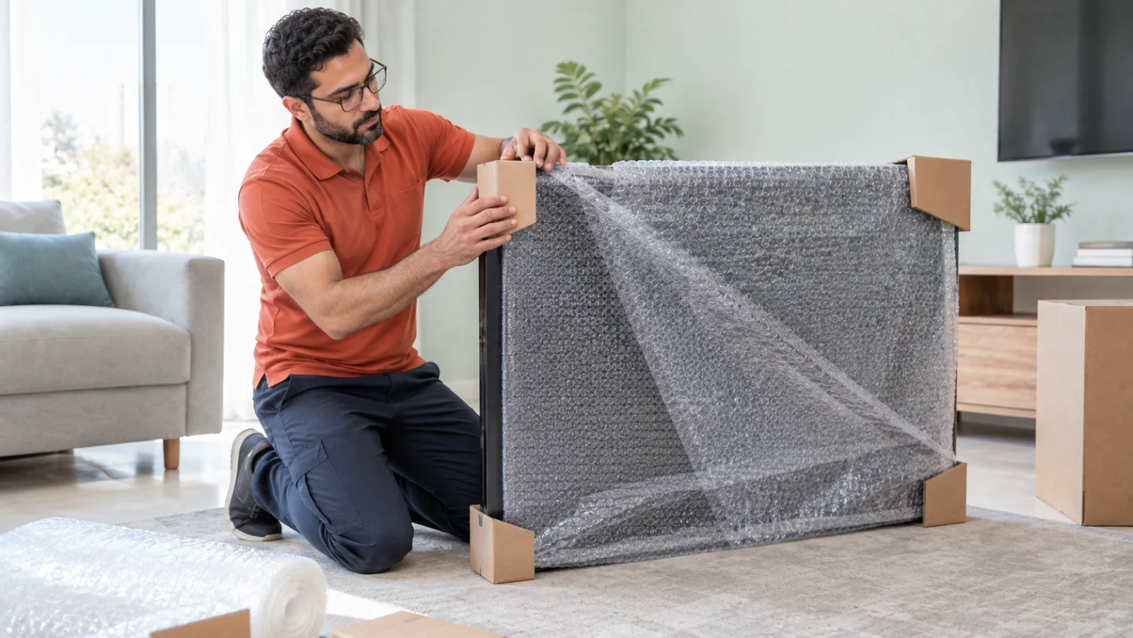 طاقم عمل نقل الأثاث أثناء تجهيز وتحميل العفش